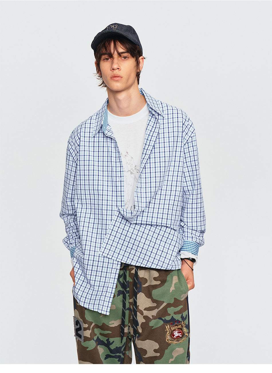 MADWITCH VINTAGE CONTRAST PLAID SHIRT #B301