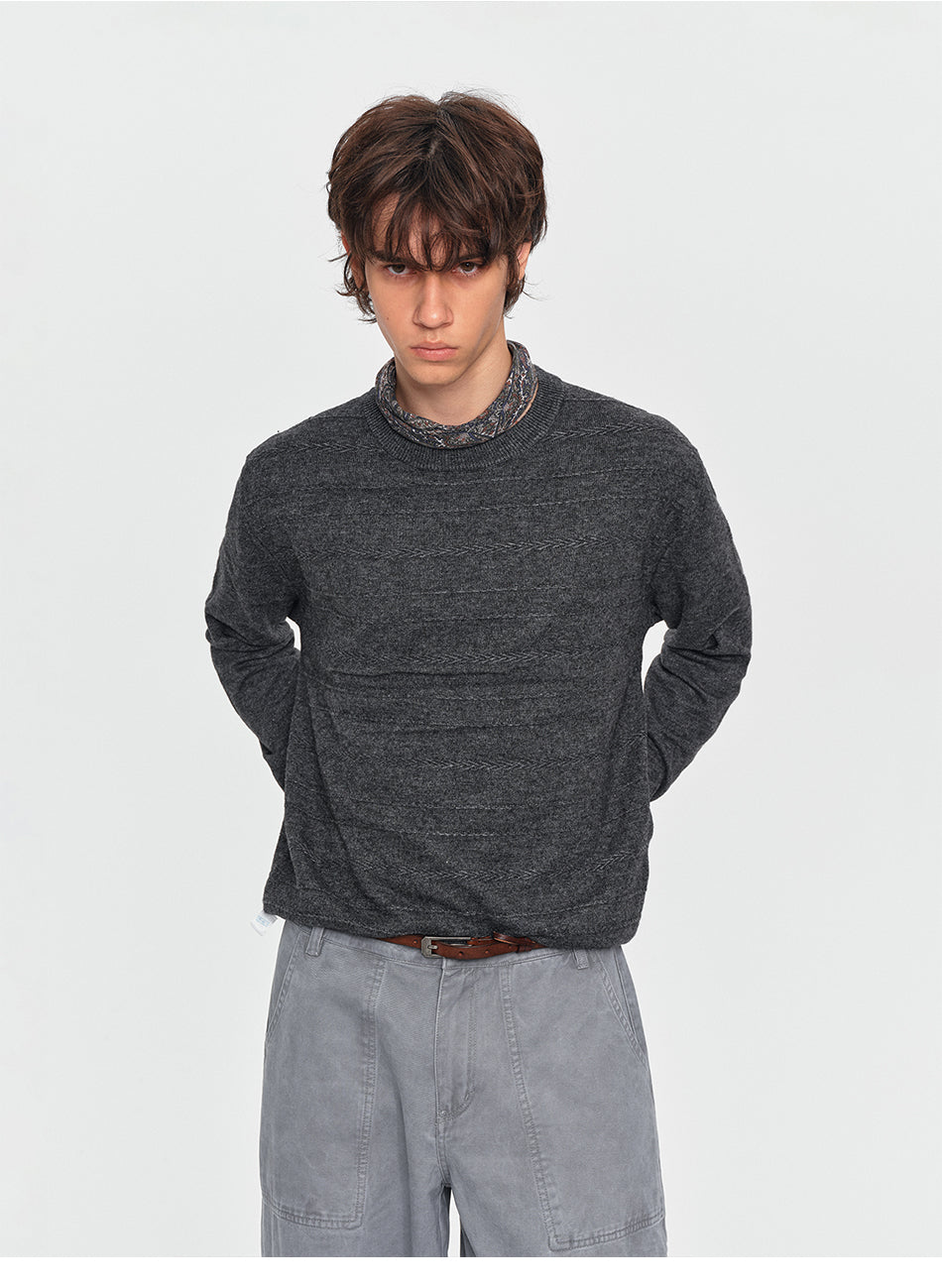 MADWITCH TEXTURED CREWNECK WOOL-BLEND SWEATER #32878