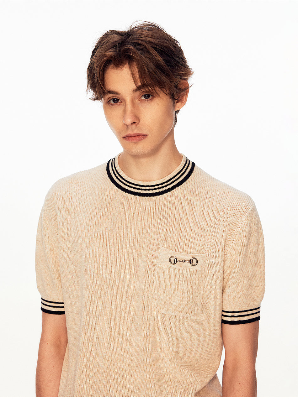 MADWITCH STRIPED TENCEL KNIT TEE #250400