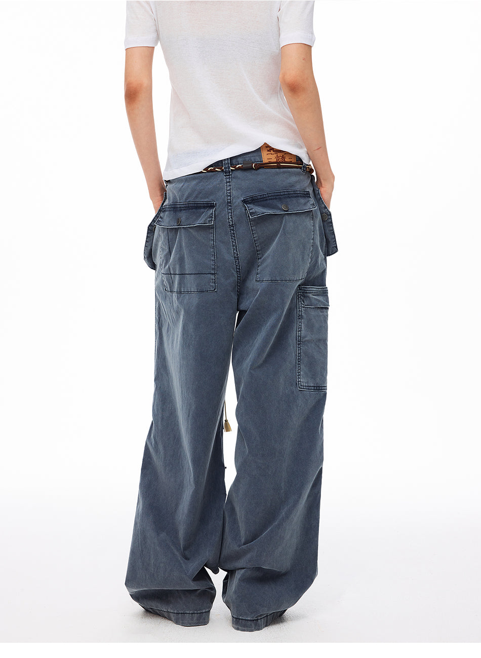 MADWITCH WASHED MULTI-POCKET CARGO PANTS #CK3635