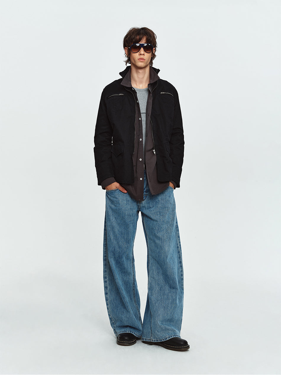MADWITCH EPAULET MULTI-POCKET WASHED UTILITY JACKET #CW1381N
