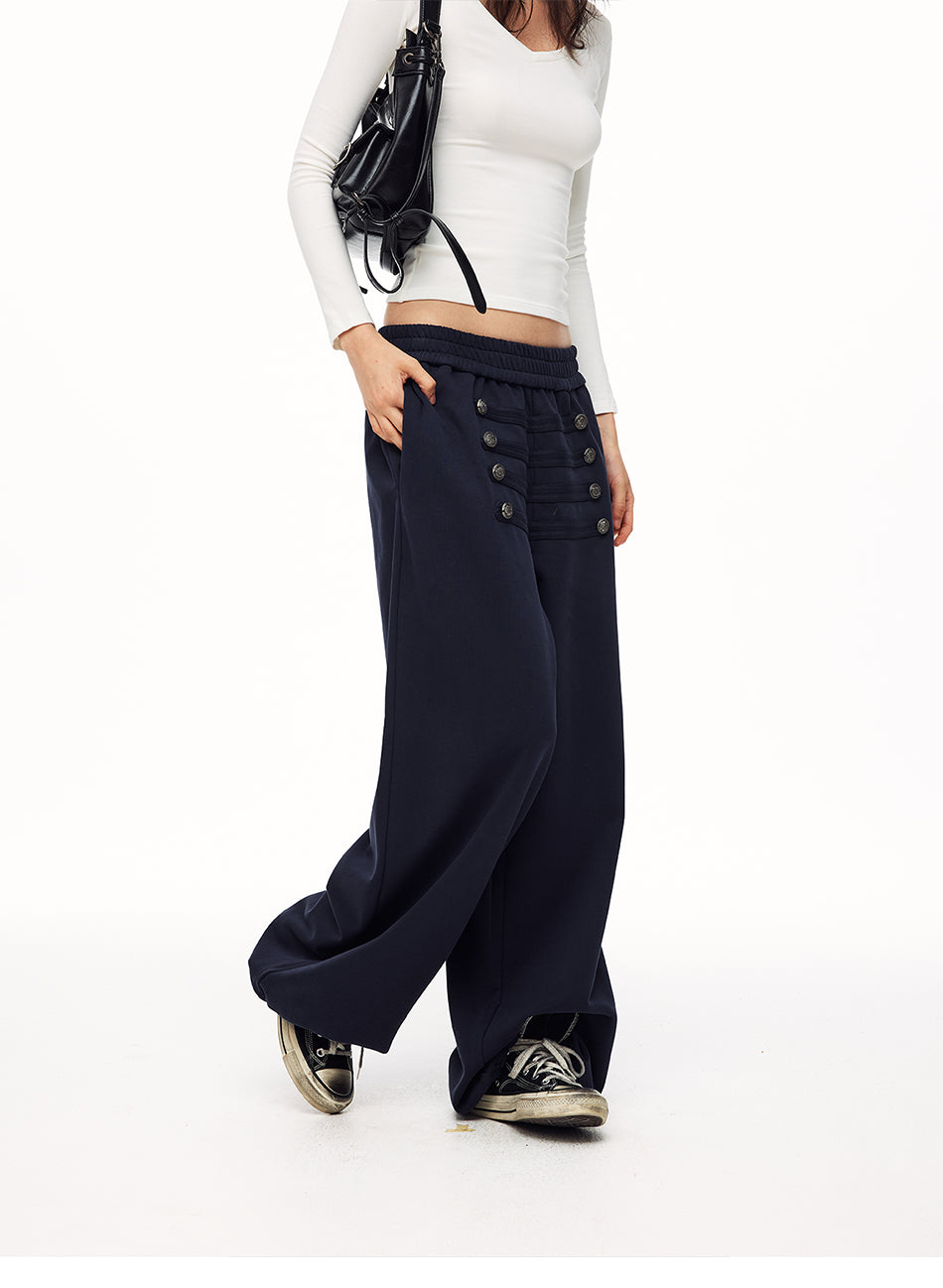 MADWITCH VINTAGE PALACE BUTTONED WIDE-LEG SWEATPANTS #L2026630