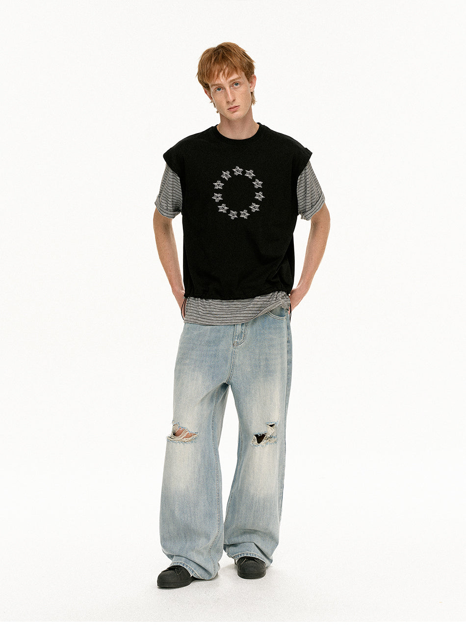 MADWITCH FAUX LAYER STAR TEE #T636