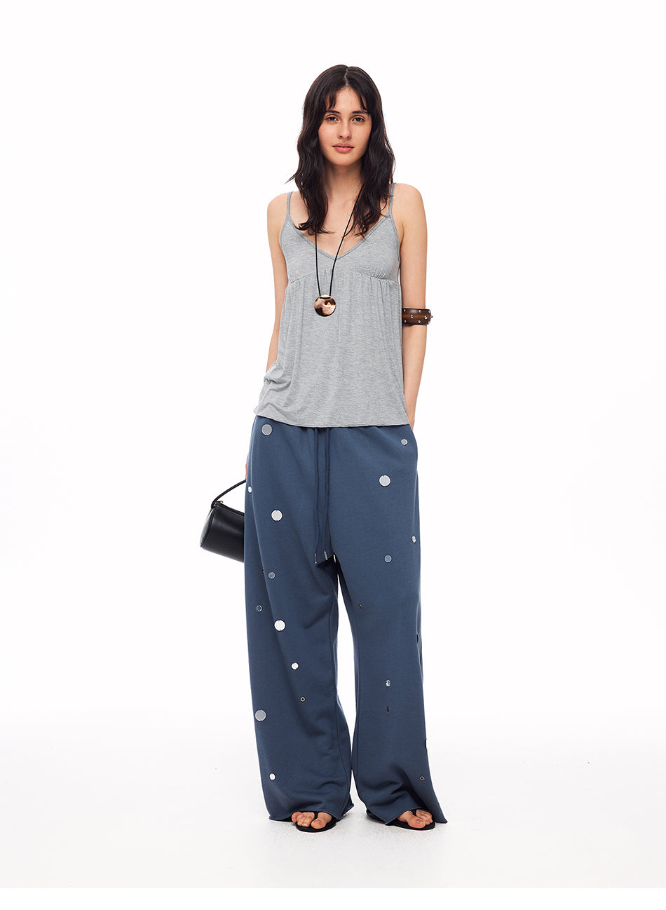 MADWITCH V-NECK RUFFLED SPAGHETTI STRAP TANK TOP #8678