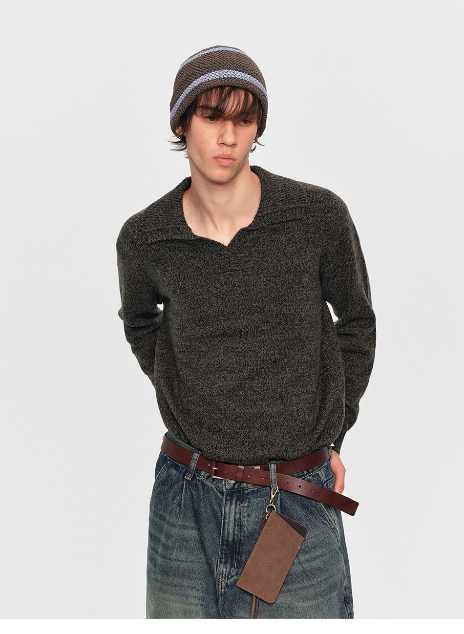 MADWITCH MARLED WOOL-BLEND POLO SWEATER #11820