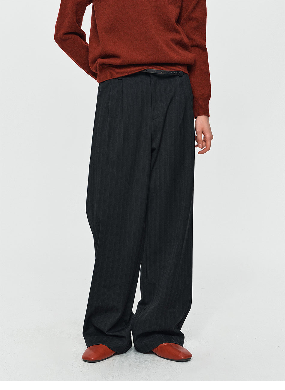 MADWITCH SHADOW-PINSTRIPE WIDE-LEG TROUSERS #AW26125