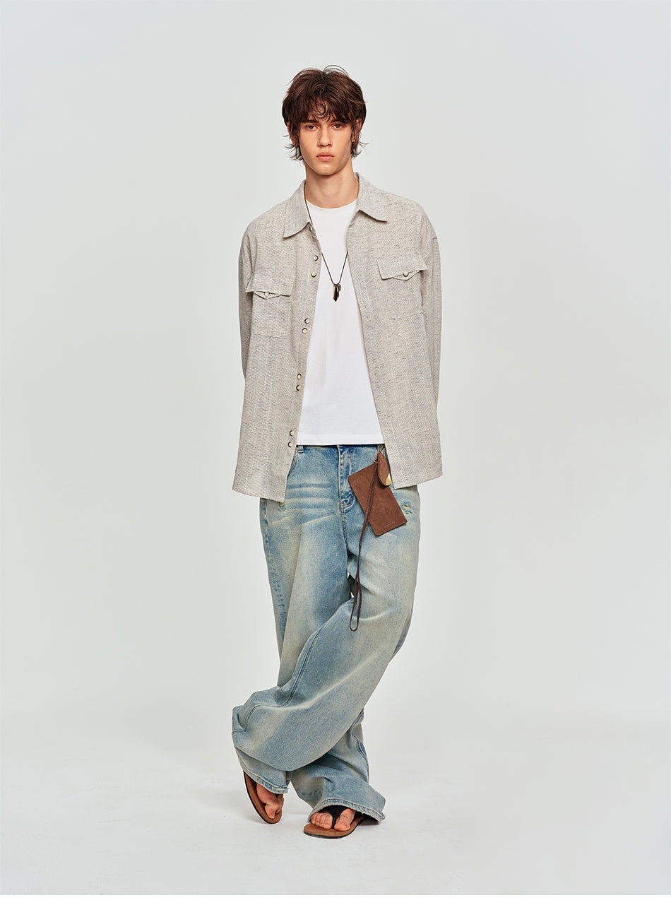 MADWITCH LINEN-BLEND TWO-POCKET SHIRT #880953