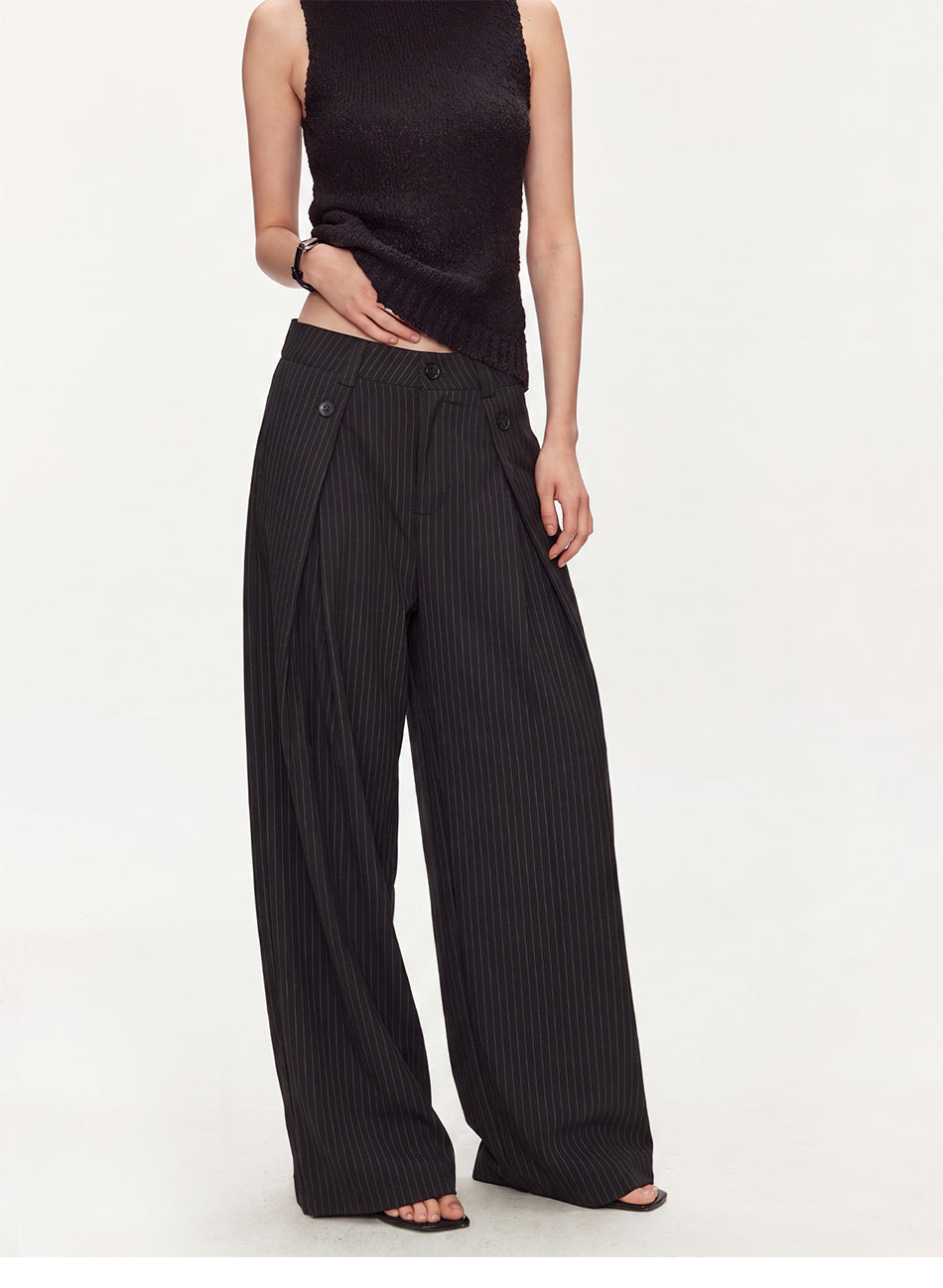 MADWITCH PINSTRIPE PLEATED WIDE-LEG TROUSERS #CK61093