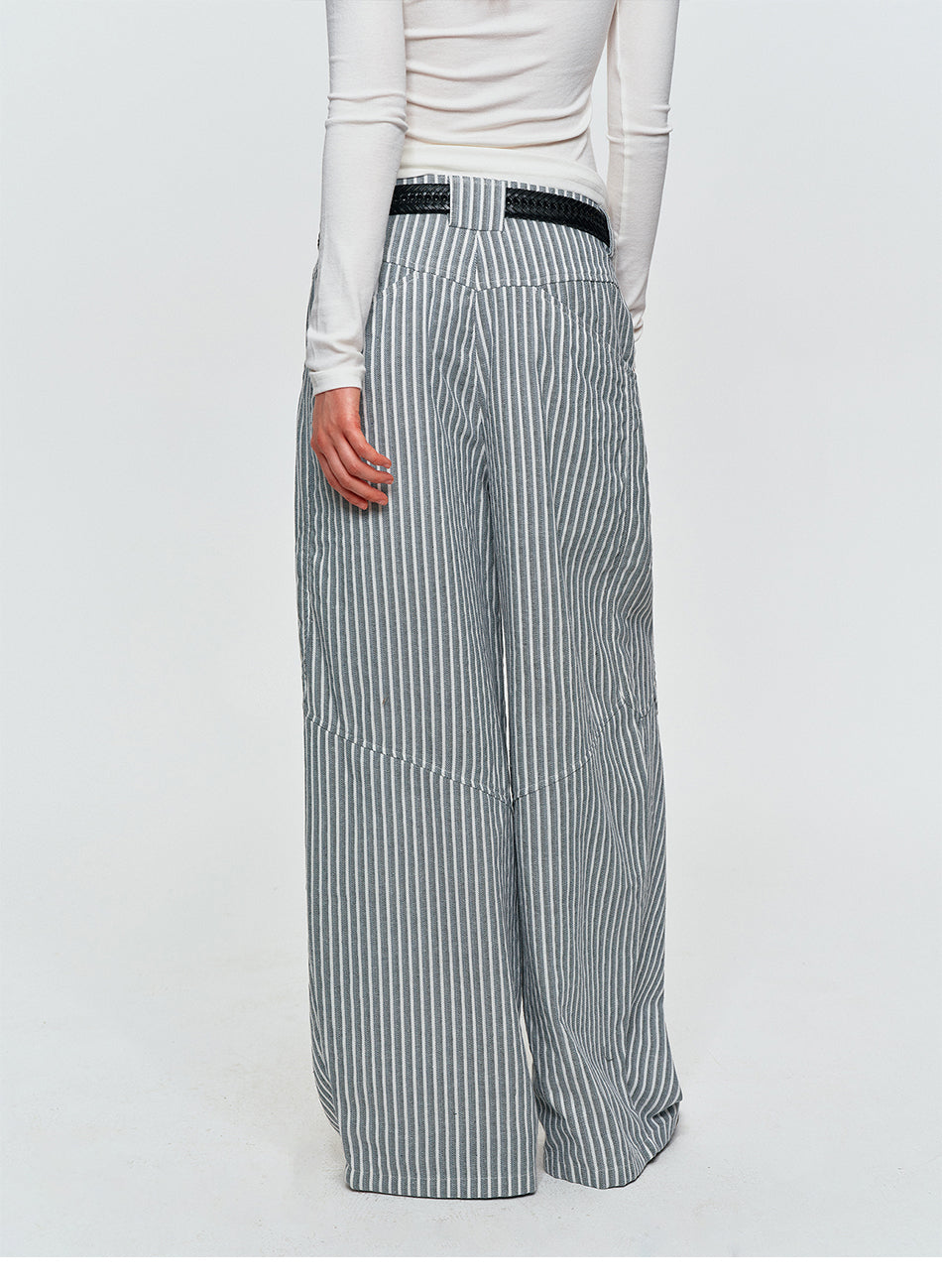 MADWITCH PLEATED STRIPED CURVED PANTS #CK61096