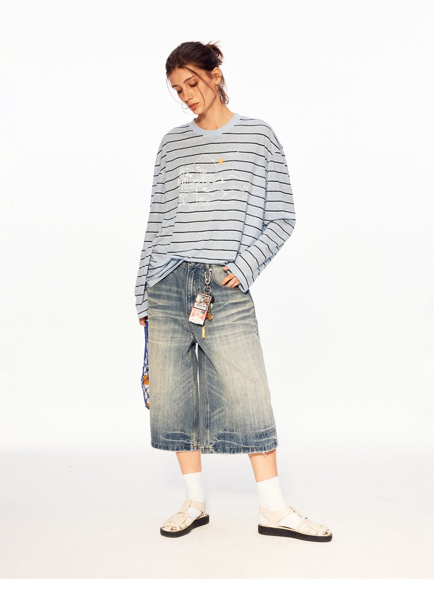 MADWITCH VINTAGE STRIPE SHEER TEE 991291 - MadWitch Store