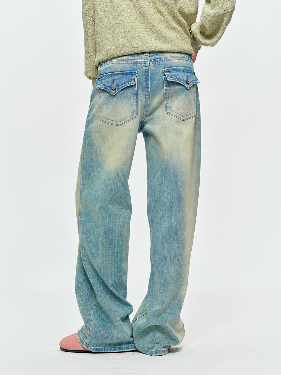 MADWITCH SLUB-WASHED WIDE-LEG JEANS #GPCN9856