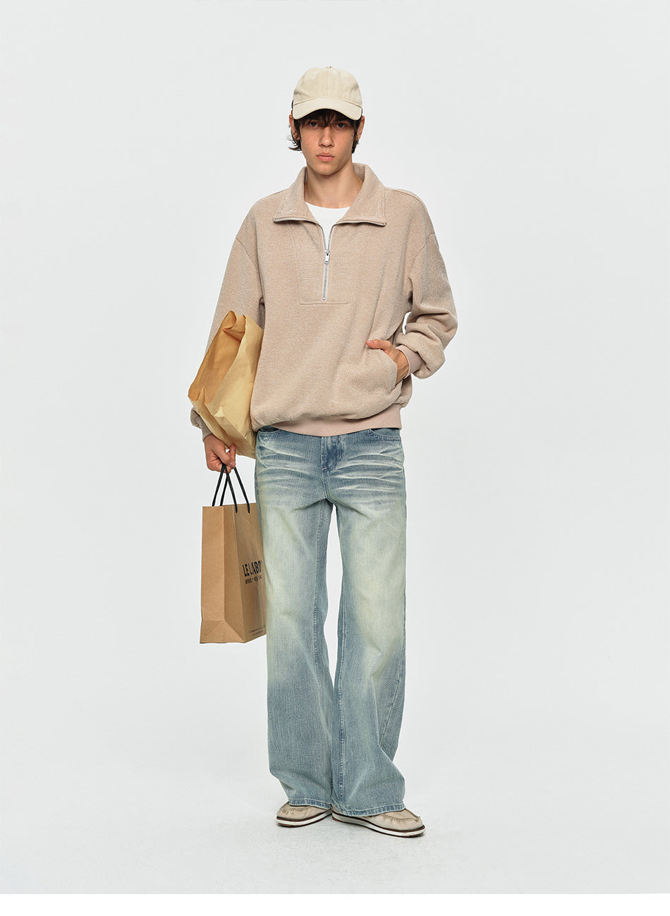 MADWITCH EMBROIDERED LAYERED HALF-ZIP SWEATSHIRT #991395