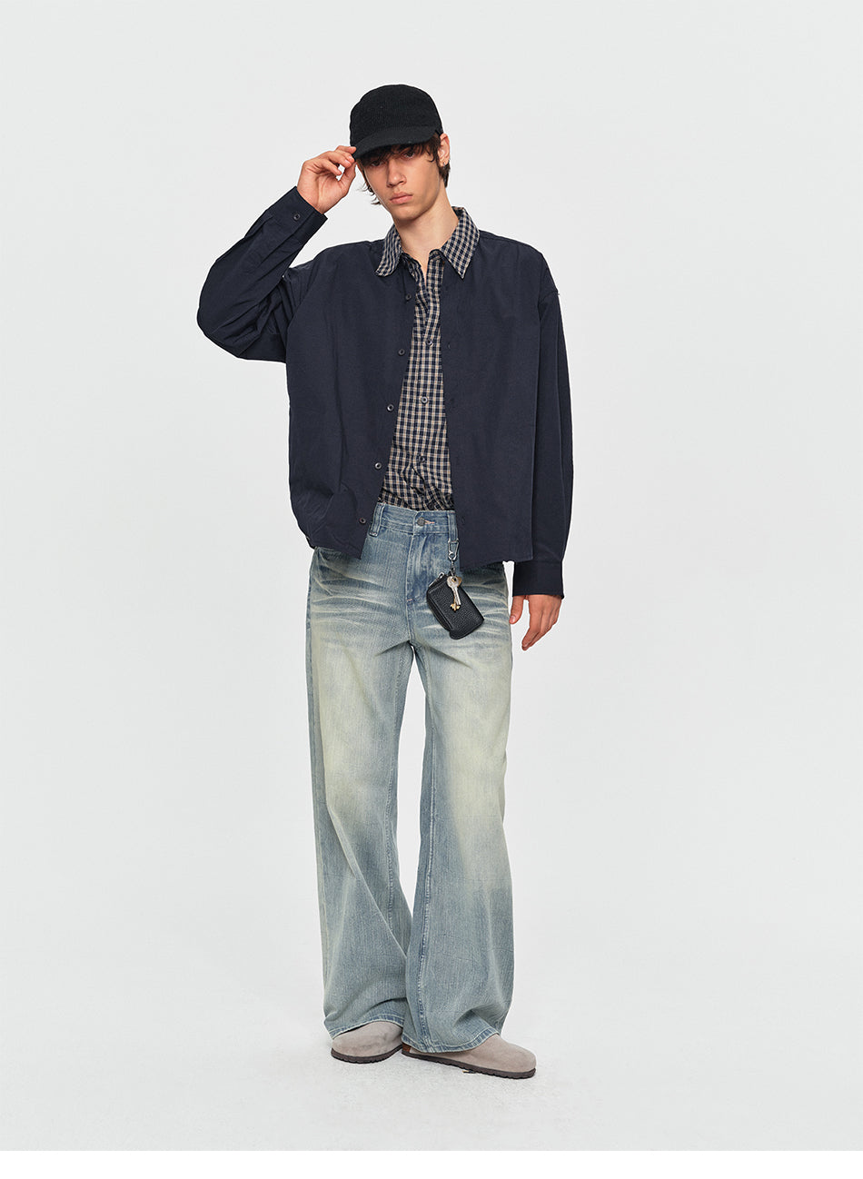 MADWITCH LAYERED PLAID OVERSIZED SHIRT #991513