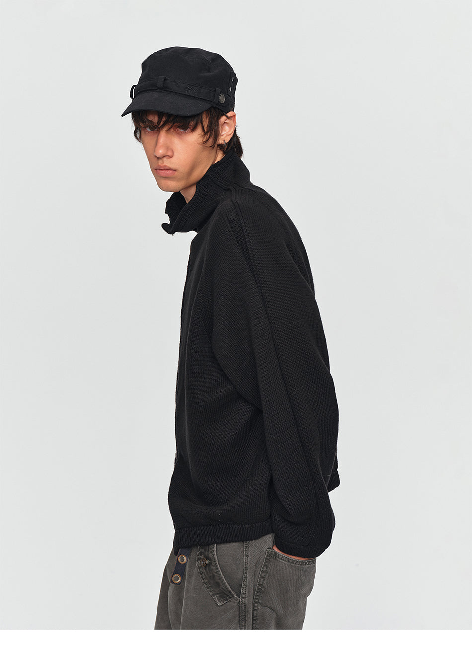MADWITCH ASYMMETRIC-ZIP CROPPED KNIT CARDIGAN #GPMYC023