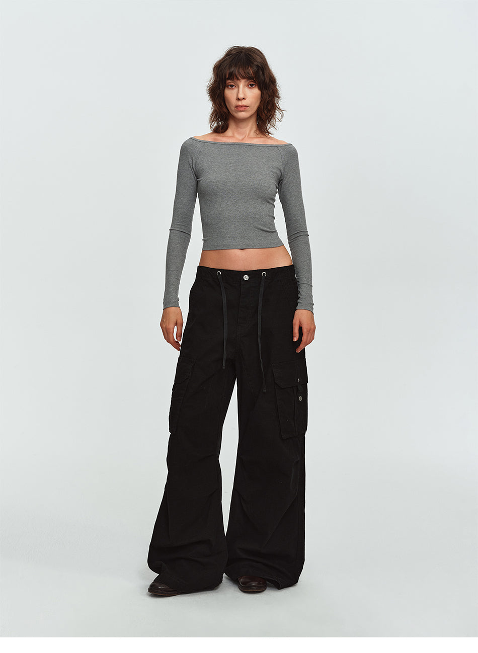 MADWITCH PLEATED MULTI-POCKET CURVED-LEG CARGO PANTS #6856
