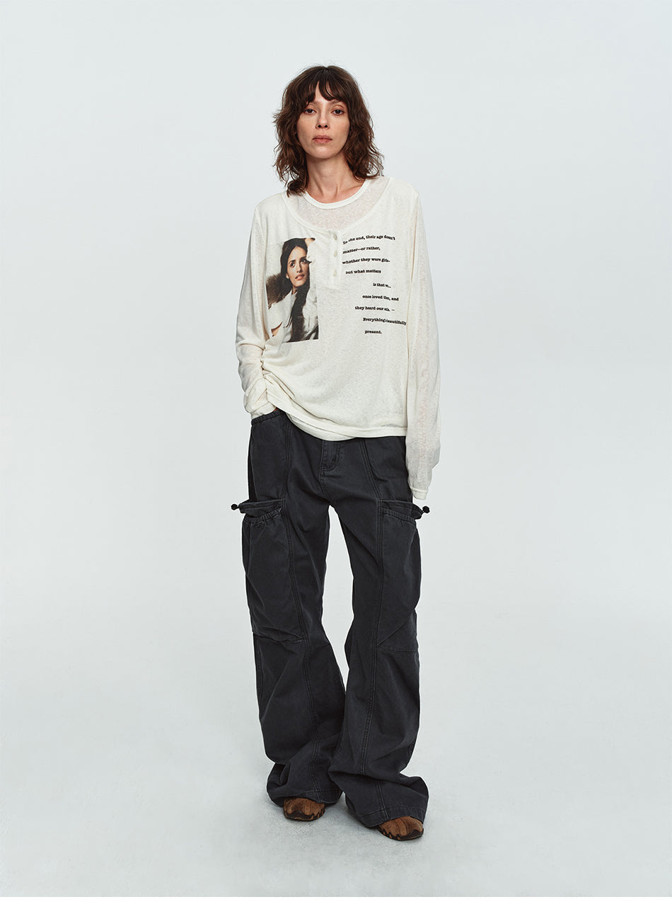 MADWITCH WASHED PANELLED WIDE-LEG CARGO PANTS #DR9623
