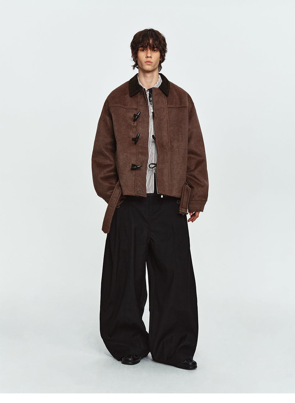 MADWITCH BELTED TOGGLE-BUTTON WOOL-BLEND PUFFER JACKET #991392