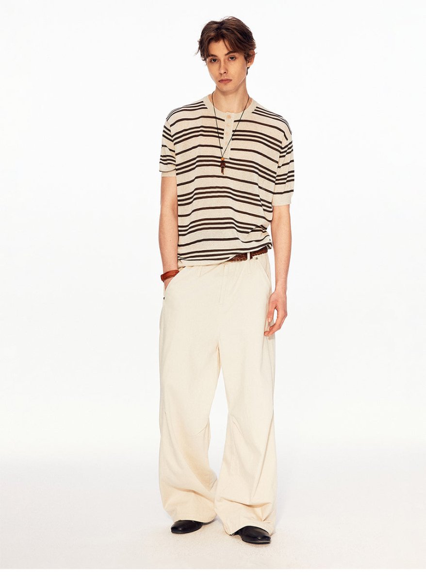 MADWITCH VINTAGE STRIPE HENLEY TEE 27525 - MadWitch Store