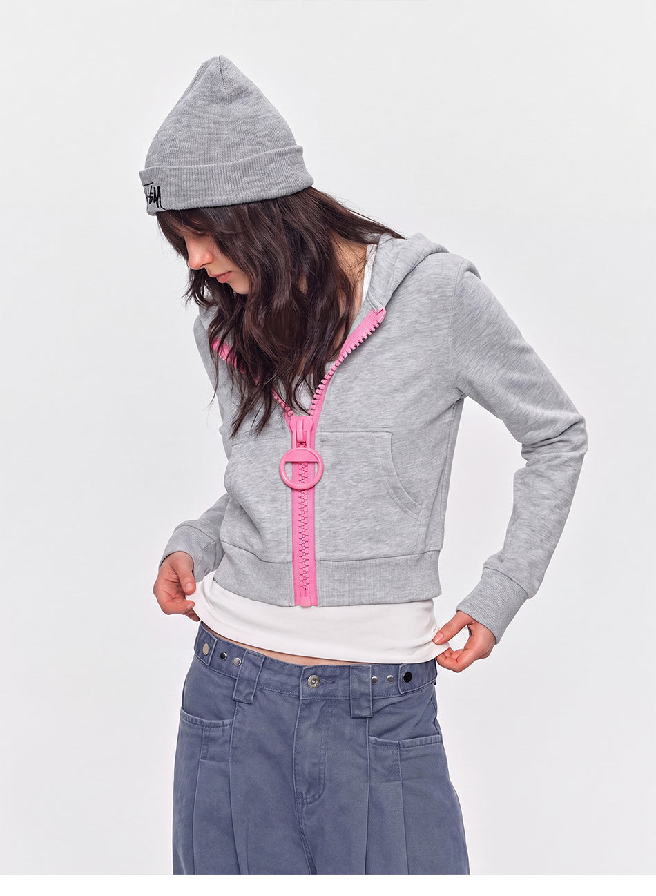 MADWITCH CROPPED CHUNKY-ZIP HOODIE #L2026590