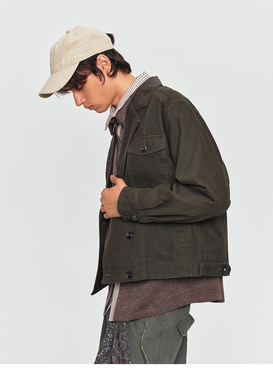 MADWITCH CONTRAST-COLLAR RELAXED UTILITY JACKET #2609WT6101