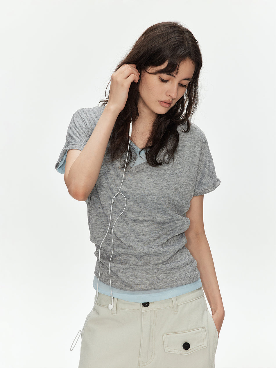 MADWITCH V-NIP WAIST RUCHED TEE #G26430