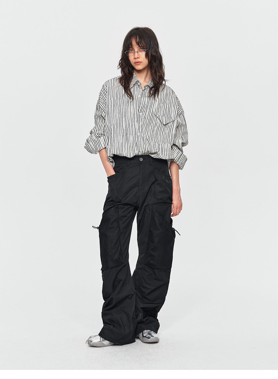 MADWITCH DRAWSTRING PLAID OVERSIZED SHIRT #26092