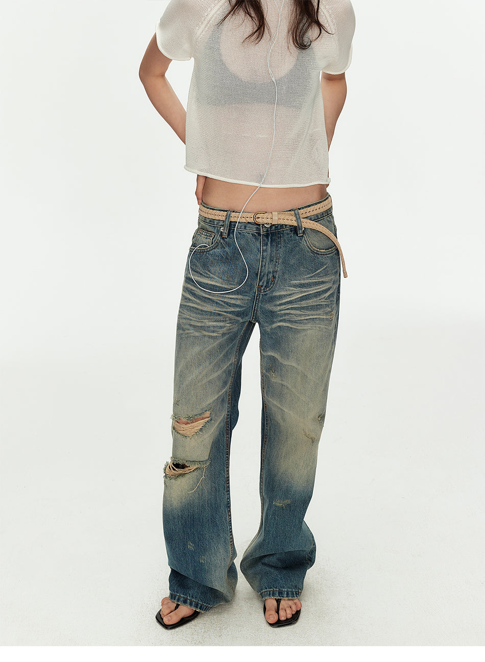 MADWITCH VINTAGE WHISKER FLARE JEANS #GPC5611
