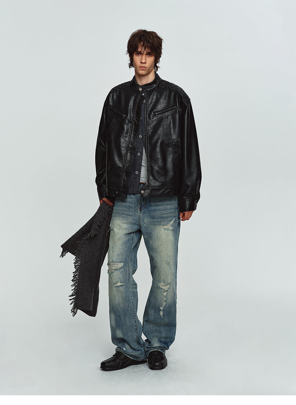 MADWITCH DIAMOND-QUILTED STAND-COLLAR MOTO JACKET #991536