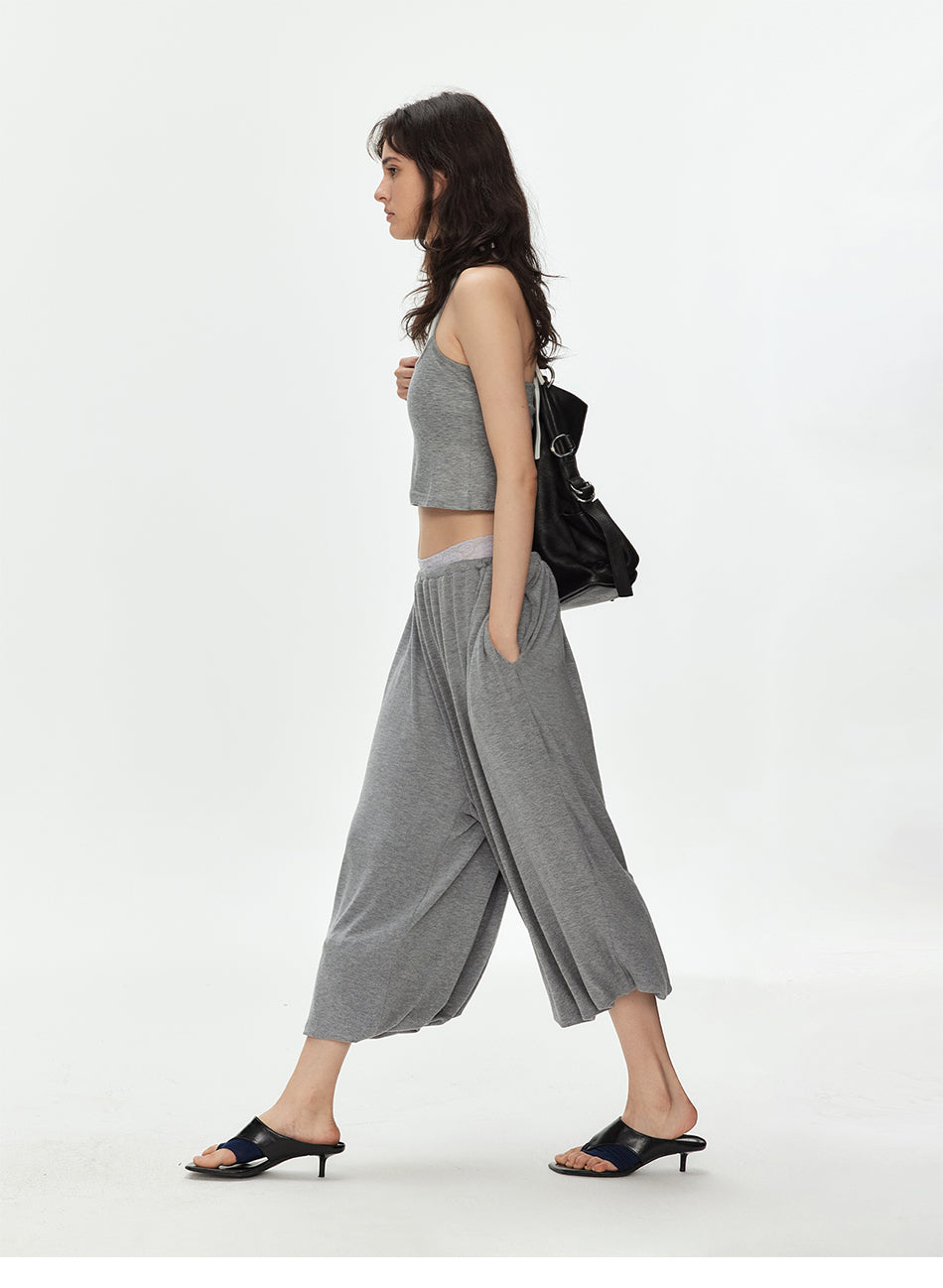 MADWITCH DRAWSTRING KNIT COZY LANTERN PANTS #8708