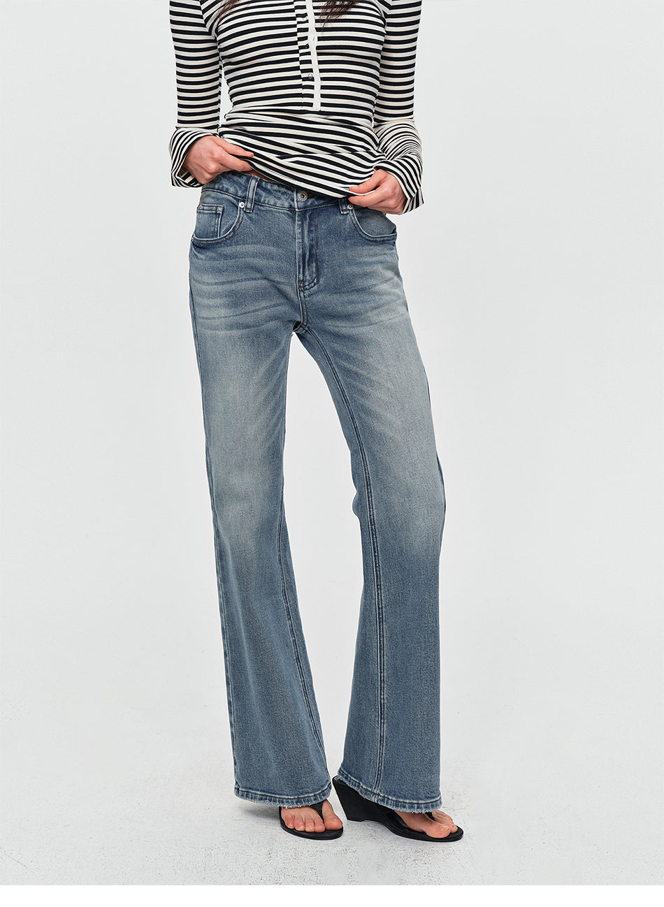 MADWITCH VINTAGE RAW-HEM FLARED JEANS #CN9855