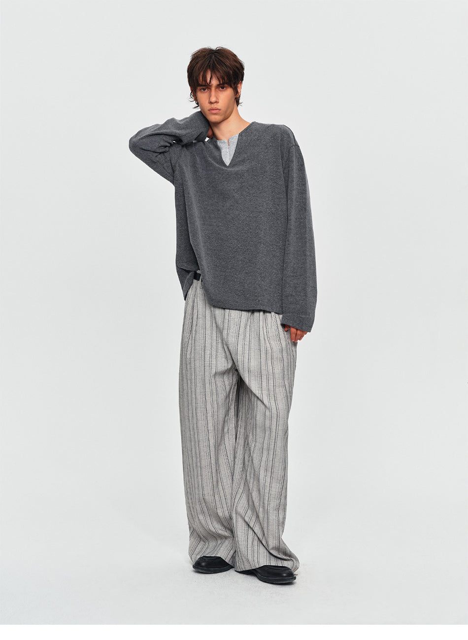 MADWITCH LAYERED HALF-ZIP V-NECK SWEATER #991502