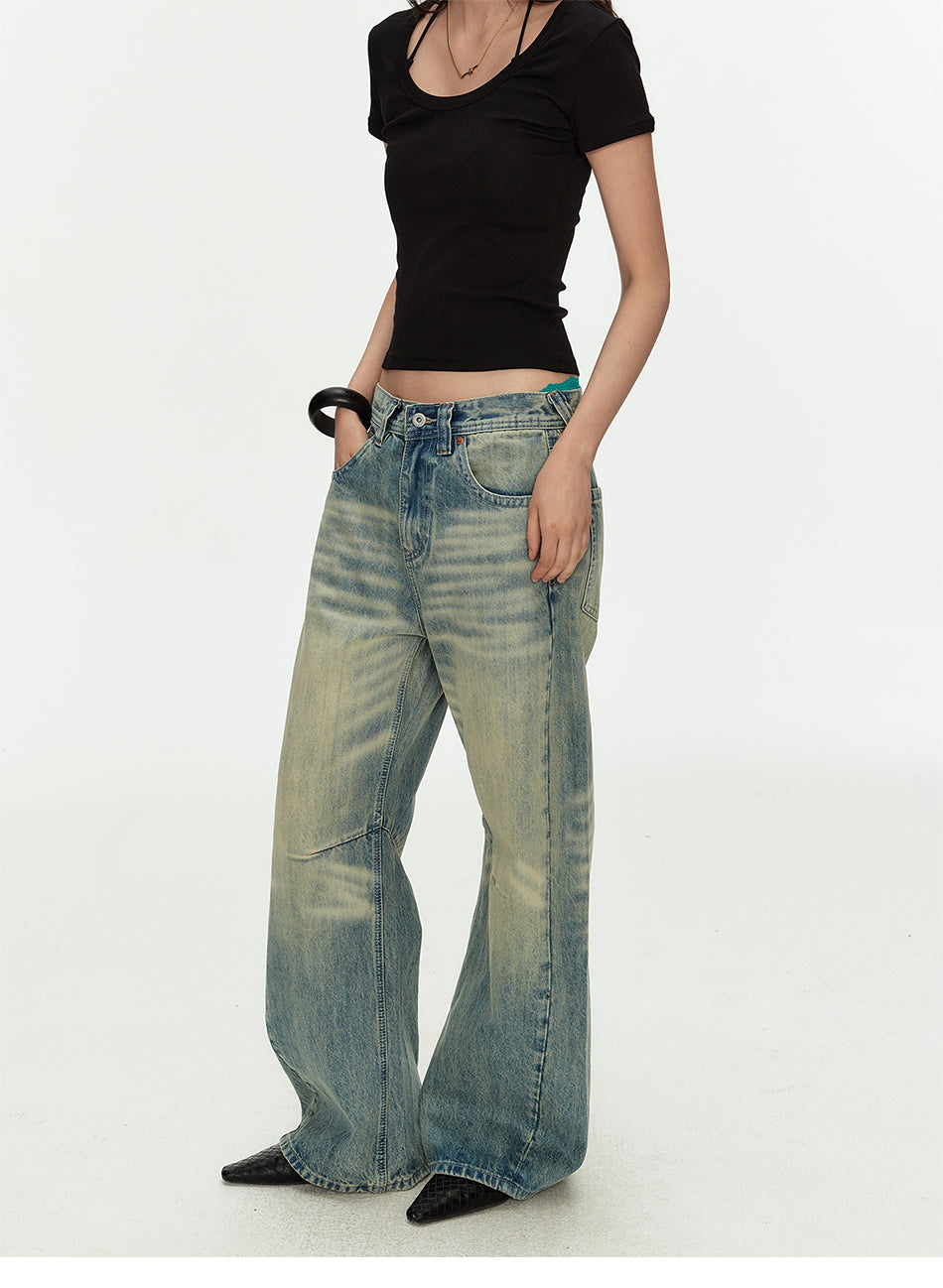 MADWITCH CURVED LEG VINTAGE WIDE JEANS #GPC9820