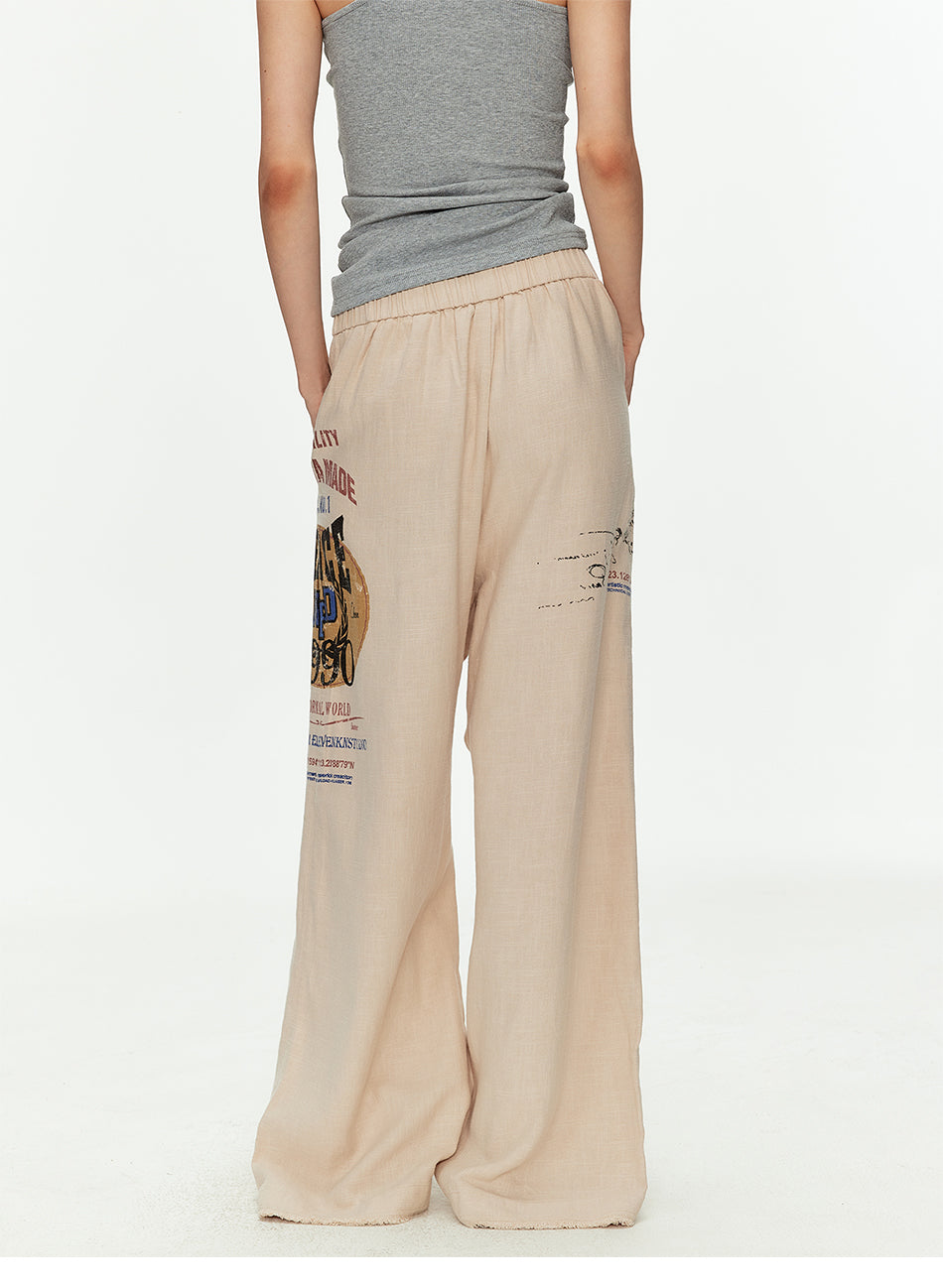 MADWITCH PRINTED LINEN DRAWSTRING PANTS #CK61035