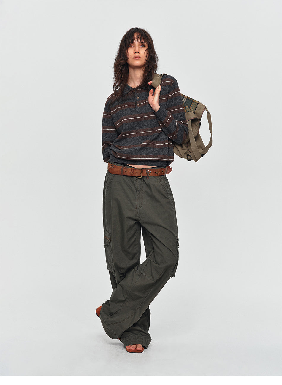 MADWITCH PANELED MULTI-POCKET CARGO PANTS #CK61019