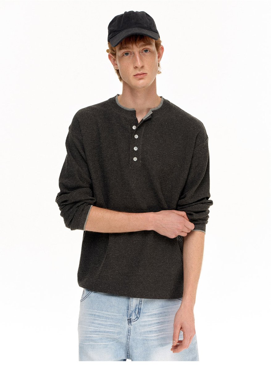 MADWITCH HENLEY WAFFLE KNIT TEE 68633 - MadWitch Store