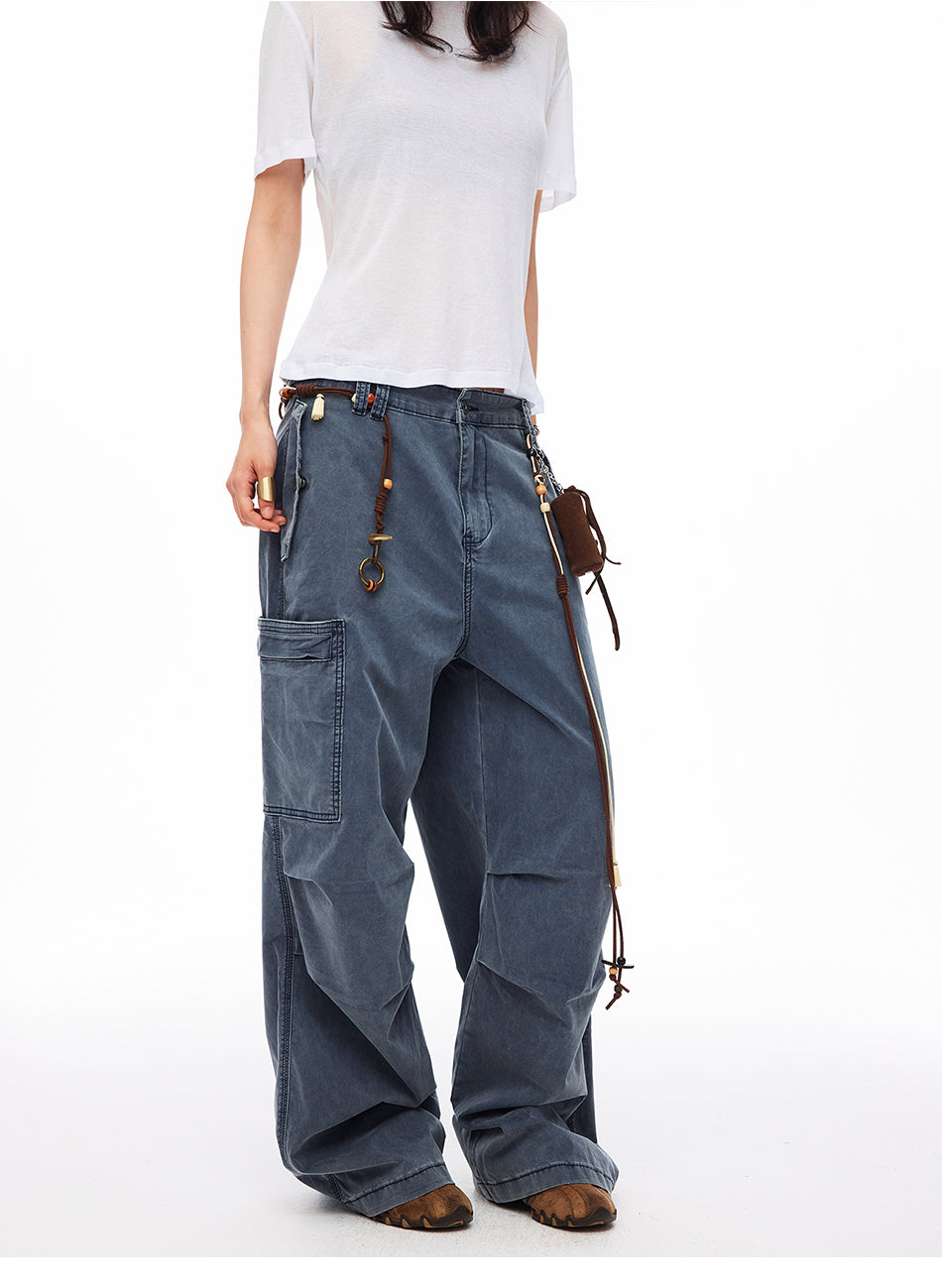 MADWITCH WASHED MULTI-POCKET CARGO PANTS #CK3635