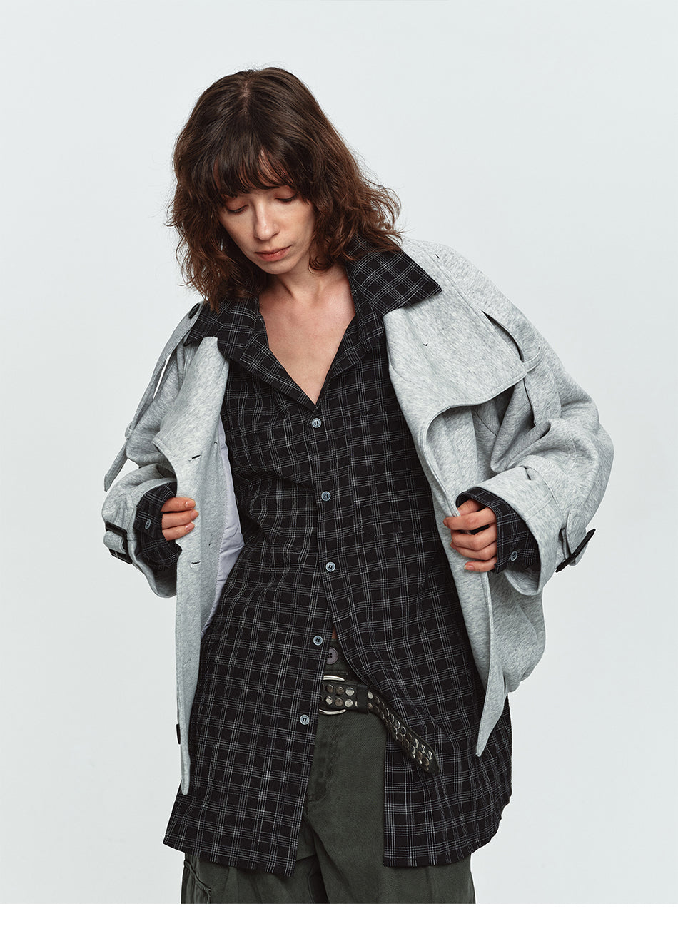 MADWITCH DOUBLE-BREASTED UTILITY-STRAP STAND-COLLAR SWEATSHIRT #G2611