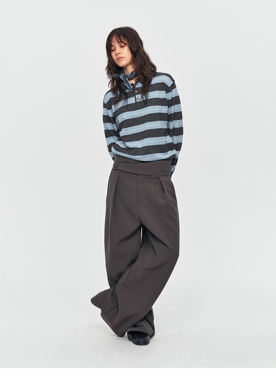 MADWITCH CONTRAST-STRIPE WOOL-BLEND POLO SWEATER #32873