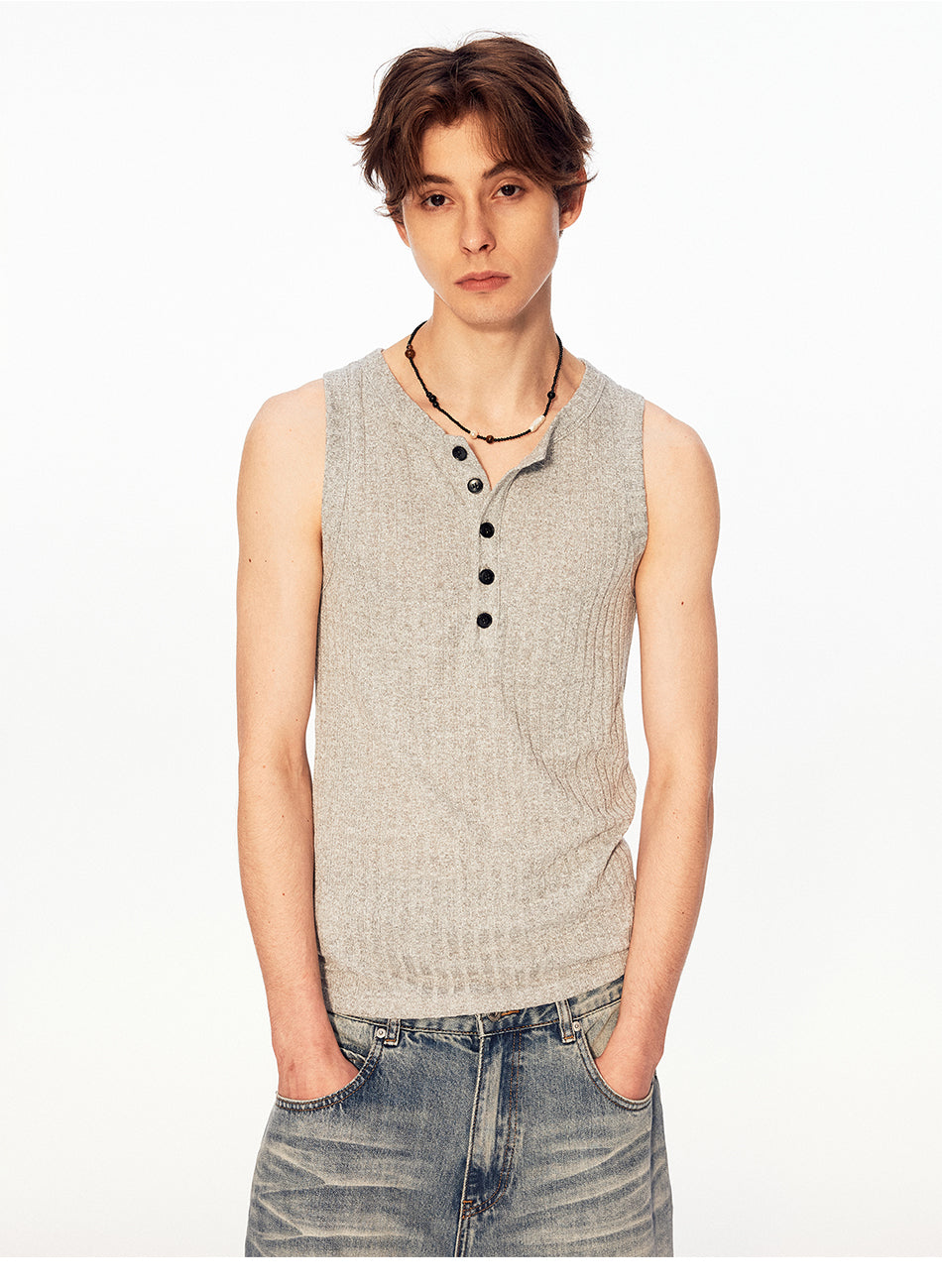 MADWITCH HENLEY RIBBED SLEEVELESS TOP #AW26006