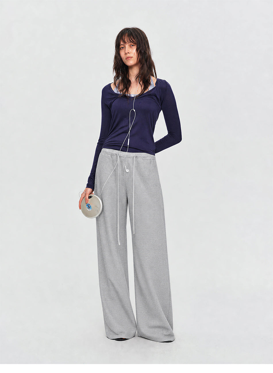MADWITCH STRIPED LYOCELL WIDE-LEG TROUSERS #CN61103