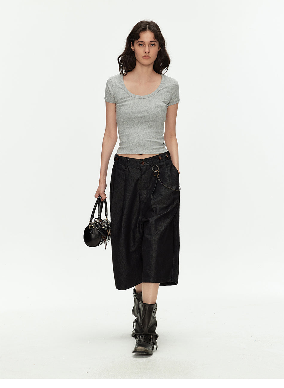 MADWITCH VINTAGE PLEATED CROP PANTS #CK273D