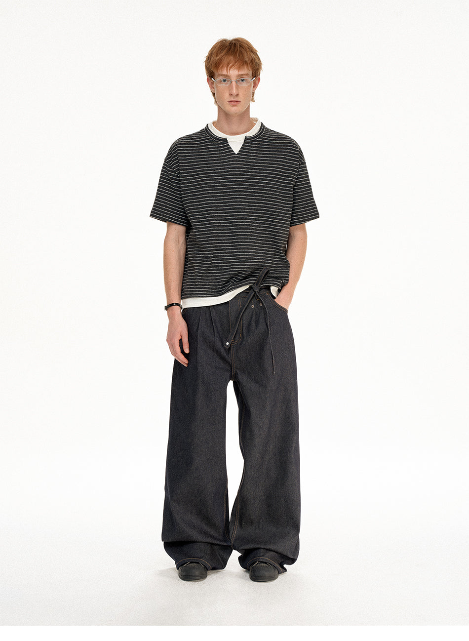 MADWITCH FAUX LAYER STRIPE TEE #WP2