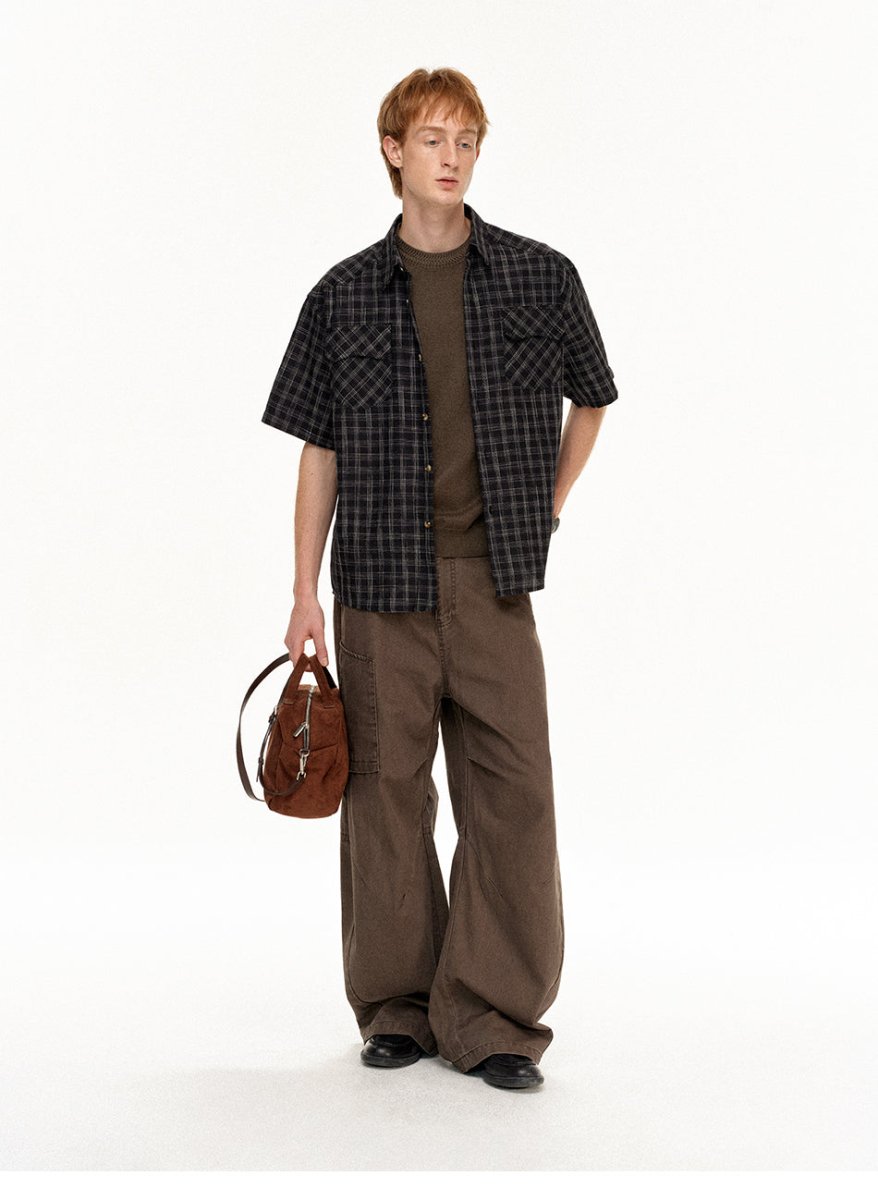 MADWITCH RELAXED COLLAR PLAID SHIRT 991186 - MadWitch Store
