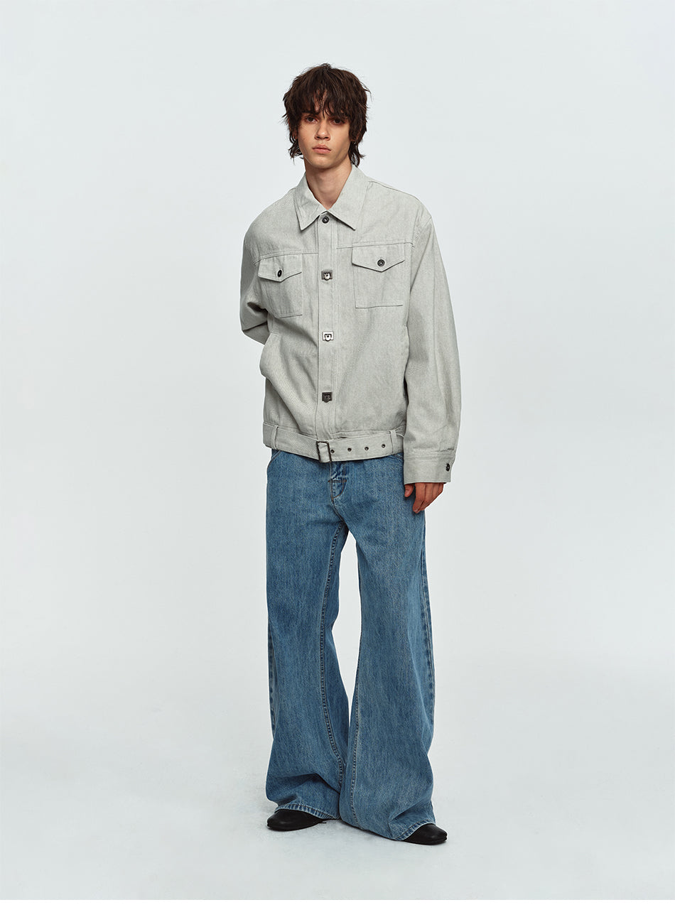 MADWITCH BELTED COLLARED UTILITY WORKWEAR JACKET #991505