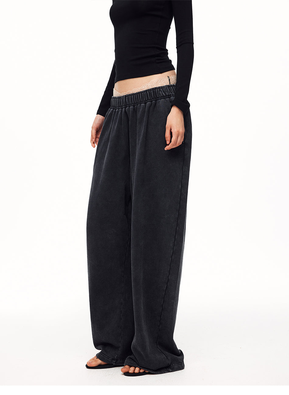 MADWITCH WASHED GRAPHIC WIDE-LEG SWEATPANTS #CK61053