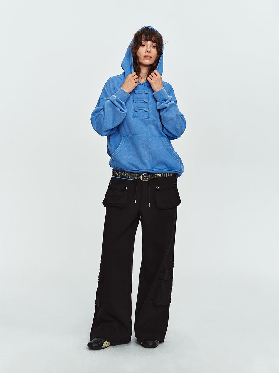 MADWITCH MULTI-POCKET DRAWSTRING WIDE-LEG SWEATPANTS #HL801