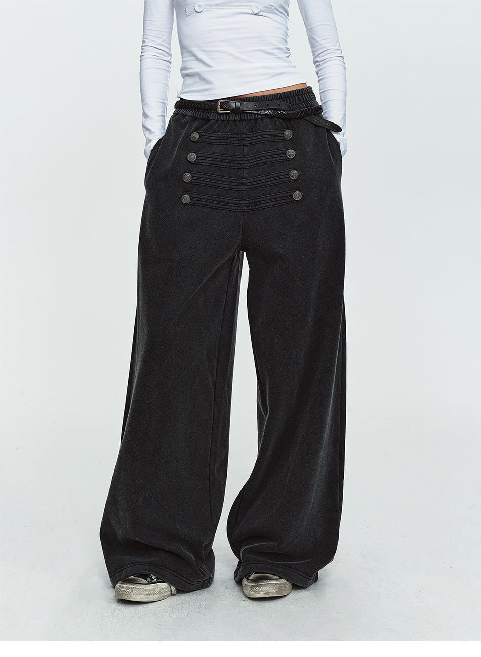 MADWITCH NAPOLEON-BUTTON WASHED RELAXED SWEATPANTS #L2026701