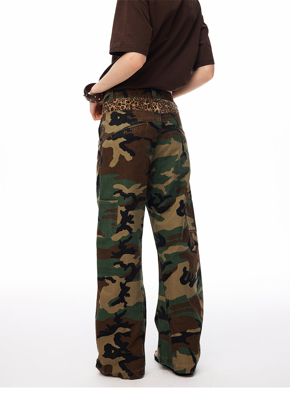 MADWITCH CAMO LEOPARD CURVED CARGO PANTS #CK61063