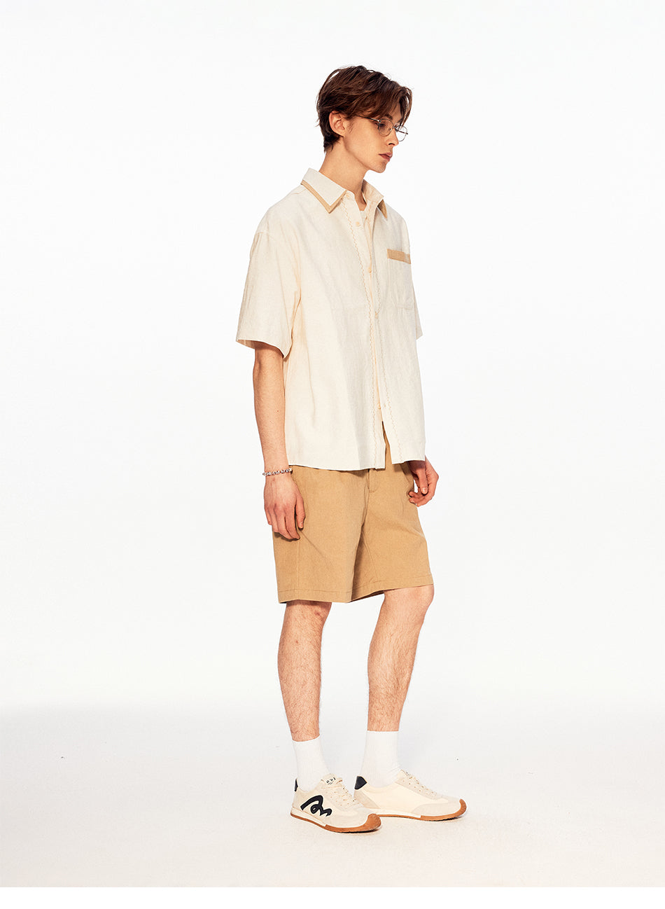 MADWITCH COLORBLOCK LINEN POCKET SHIRT #880822