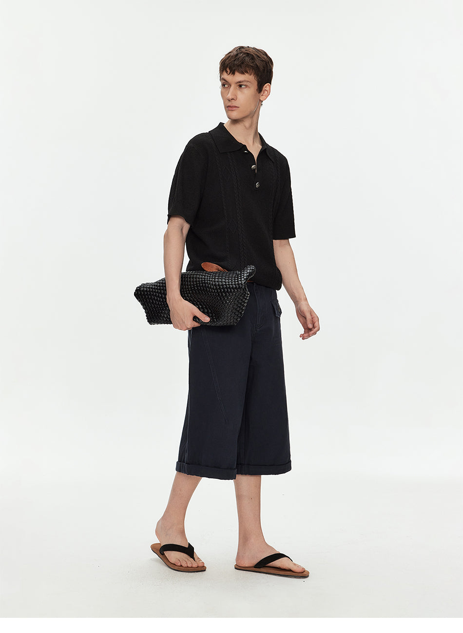 MADWITCH CABLE KNIT COLLAR WOOL SHIRT #AW26820